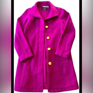 L.L. Bean with Bellandi Womens Coat Pink 100% Wool Made in Italy Fushia Gold XS